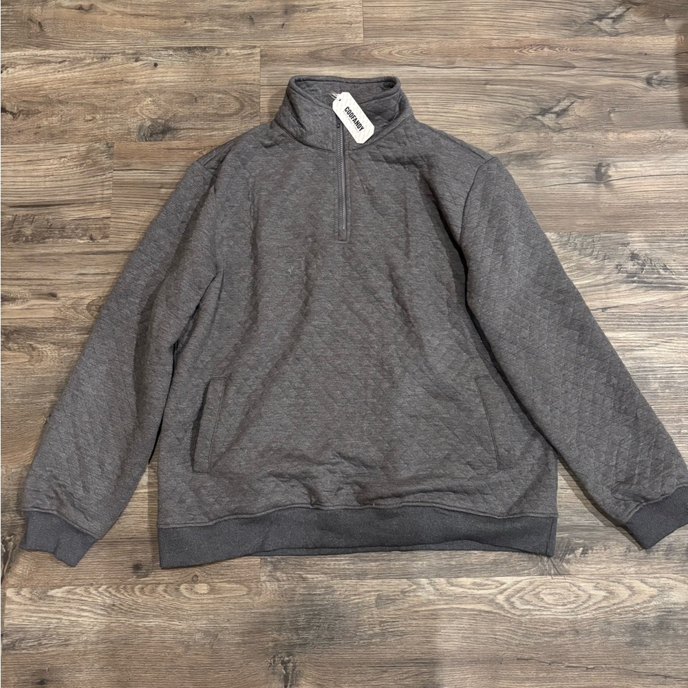 Gray Zip Up Sweater with Standing Collar